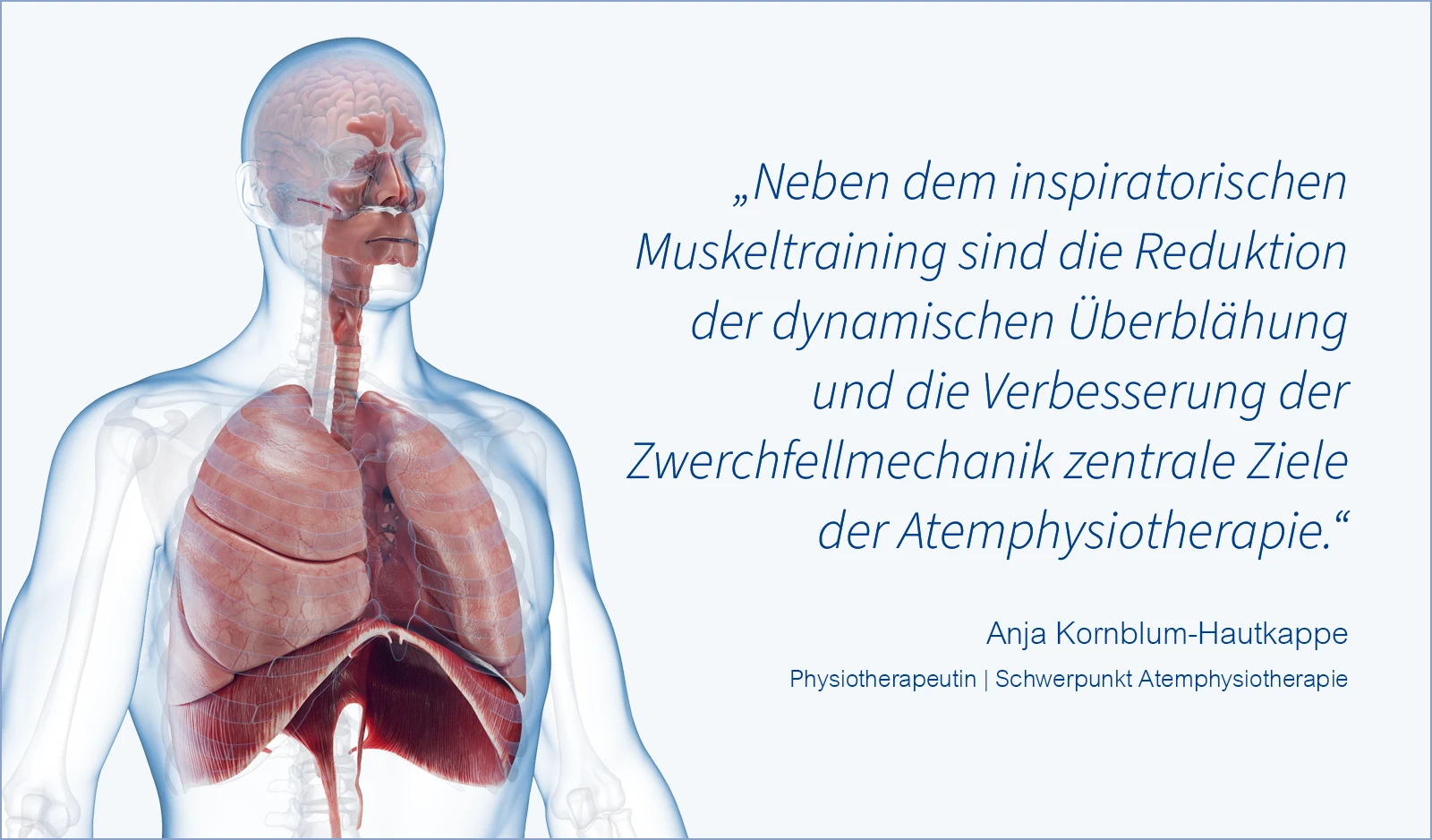 Neben dem inspiratorischenMuskeltraining sind die Reduktion der dynamischen Überblähung und die Verbesserung der Zwerchfellmechanik zentrale Ziele der Atemphysiotherapie.